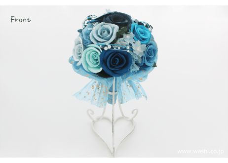 【即日発送可】和紙ラウンドブーケ・青（商品番号：bouquet-002b）