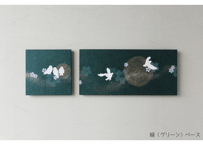 和紙アートパネル「シロフクロウ－Snowy Owl」　Washi Wall Art Panel　280角・600×280 2枚組