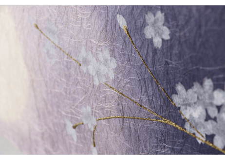 和紙アートパネル「夜桜－Yozakura」　Washi Wall Art Panel　910×280