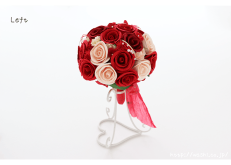 「受注生産」和紙ラウンドブーケ・赤（商品番号：bouquet-pro002r）