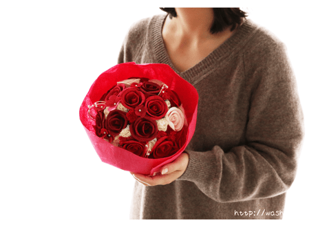 「受注生産」和紙ラウンドブーケ・赤（商品番号：bouquet-pro002r）