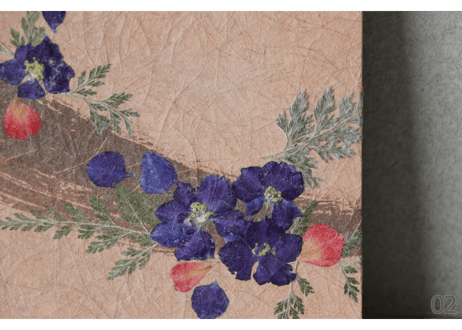 押し花和紙ミニアートパネル「うらら－urara」　Washi Mini Art Panel　150×150 全2種