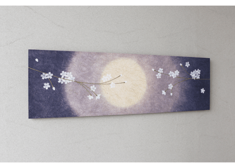 和紙アートパネル「夜桜－Yozakura」　Washi Wall Art Panel　910×280