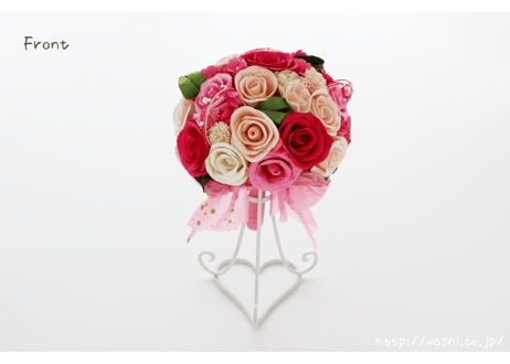 「受注生産」和紙ラウンドブーケ・ピンク（商品番号：bouquet-pro002p）