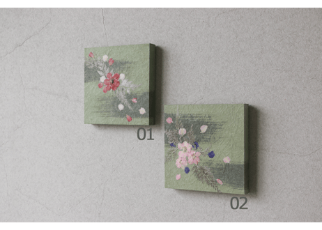 押し花和紙ミニアートパネル「のどか－nodoka」　Washi Mini Art Panel　150×150 全2種