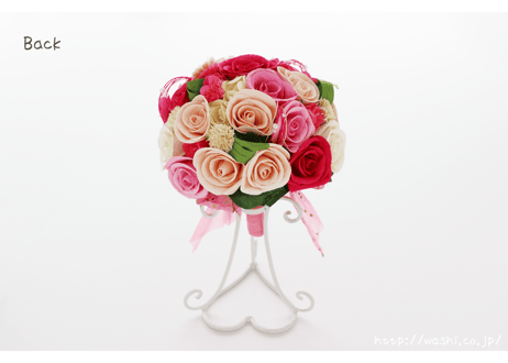 「受注生産」和紙ラウンドブーケ・ピンク（商品番号：bouquet-pro002p）