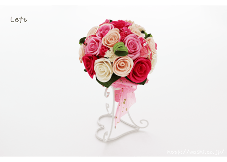 「受注生産」和紙ラウンドブーケ・ピンク（商品番号：bouquet-pro002p）