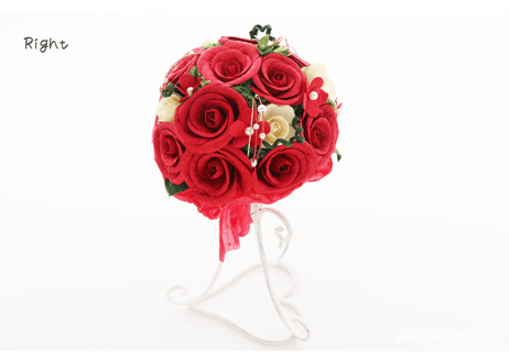 【即日発送可】和紙ラウンドブーケ・赤（商品番号：bouquet-002r）