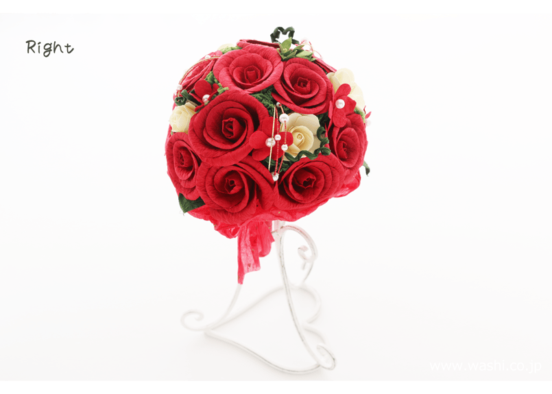 即日発送可】和紙ラウンドブーケ・赤（商品番号：bouquet-002r
