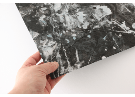 和紙アートポスター「蒼銀の凸凹」程よいA3サイズ（額縁無し）