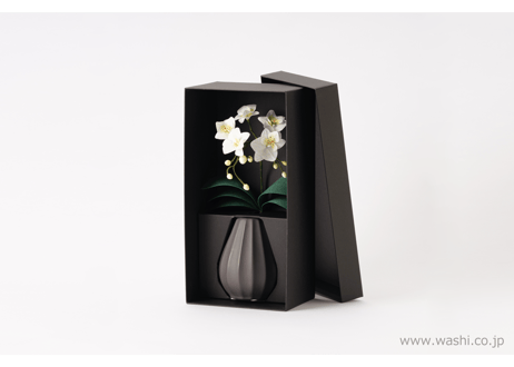 【即日発送可】和紙の仏花 お供え花／ミニ胡蝶蘭 花器付き 全3色