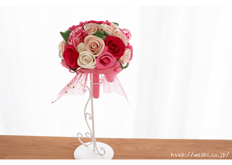 「受注生産」和紙ラウンドブーケ・ピンク（商品番号：bouquet-pro002p）