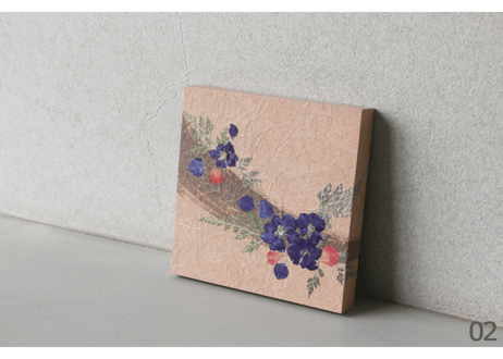 押し花和紙ミニアートパネル「うらら－urara」　Washi Mini Art Panel　150×150 全2種