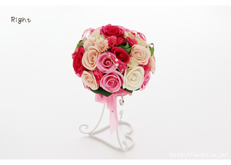 「受注生産」和紙ラウンドブーケ・ピンク（商品番号：bouquet-pro002p）