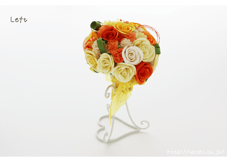 「受注生産」和紙ラウンドブーケ・黄橙（商品番号：bouquet-pro002yo）