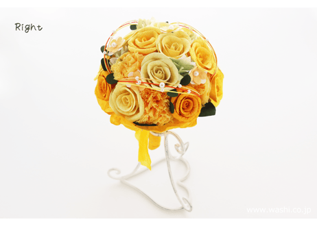 【即日発送可】和紙ラウンドブーケ・黄橙（商品番号：bouquet-002yo）