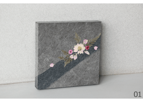 押し花和紙ミニアートパネル「ほのか－honoka」　Washi Mini Art Panel　150×150 全2種