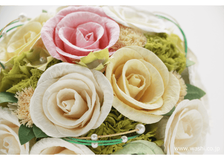 【即日発送可】和紙ラウンドブーケ・白  （商品番号：bouquet-002w）