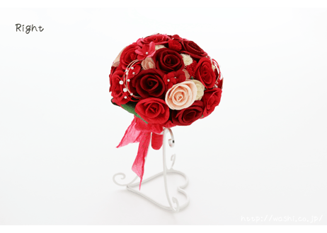 「受注生産」和紙ラウンドブーケ・赤（商品番号：bouquet-pro002r）