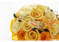 【即日発送可】和紙ラウンドブーケ・黄橙（商品番号：bouquet-002yo）