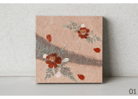 押し花和紙ミニアートパネル「うらら－urara」　Washi Mini Art Panel　150×150 全2種
