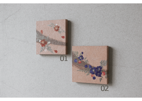 押し花和紙ミニアートパネル「うらら－urara」　Washi Mini Art Panel　150×150 全2種