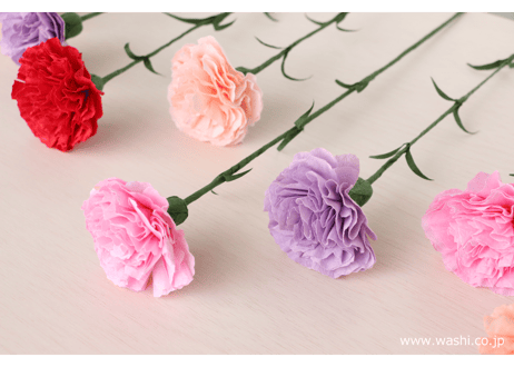【即日発送可】和紙の花／一輪のカーネーション 全4色