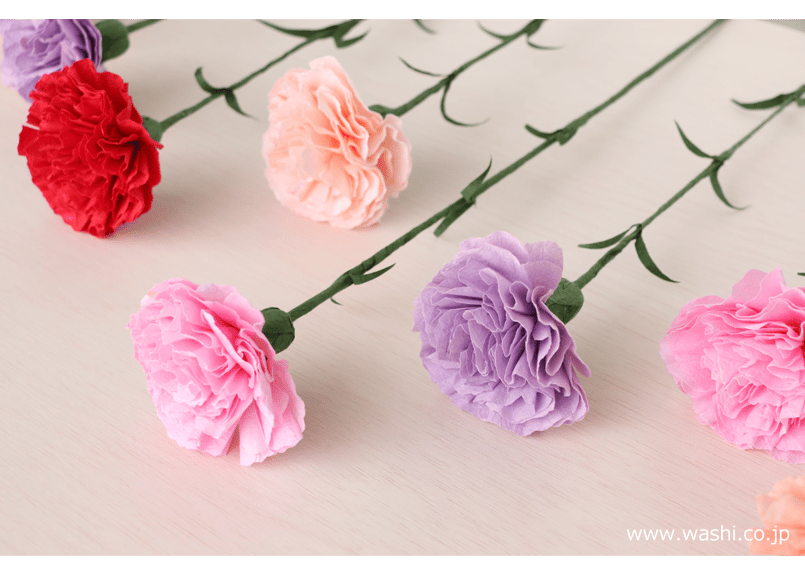 即日発送可】和紙の花/一輪のカーネーション 全4色 | Washi あ 即日発送可】和紙の花/一輪のカーネーション 全4色 | Washi あ