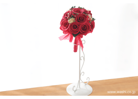 【即日発送可】和紙ラウンドブーケ・赤（商品番号：bouquet-002r）