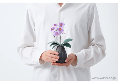 【即日発送可】和紙の仏花 お供え花／ミニ胡蝶蘭 花器付き 全3色
