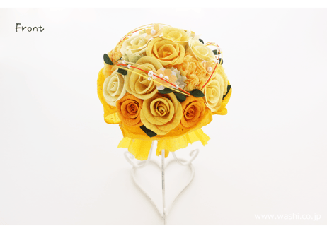 【即日発送可】和紙ラウンドブーケ・黄橙（商品番号：bouquet-002yo）