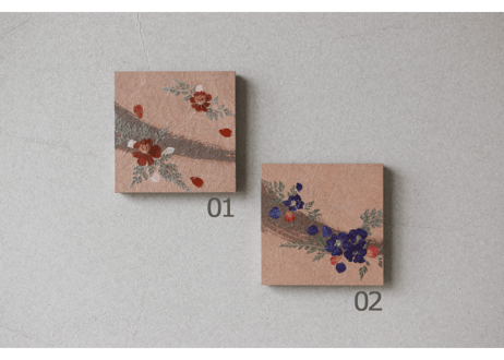 押し花和紙ミニアートパネル「うらら－urara」　Washi Mini Art Panel　150×150 全2種