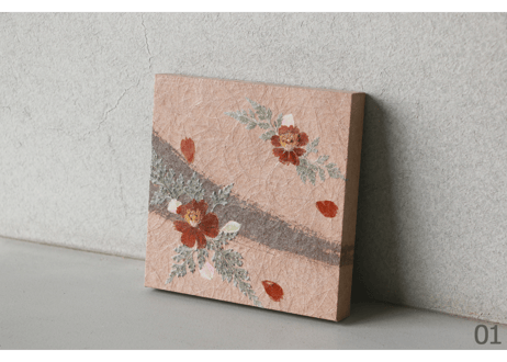 押し花和紙ミニアートパネル「うらら－urara」　Washi Mini Art Panel　150×150 全2種