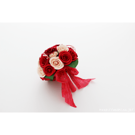 「受注生産」和紙ラウンドブーケ・赤（商品番号：bouquet-pro002r）