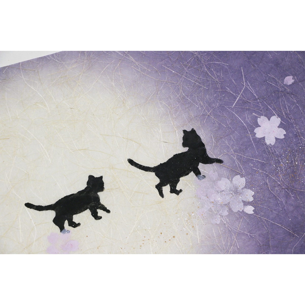和紙　コラージュ　猫　作品 original
