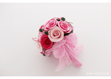 【即日発送可】和紙ラウンドブーケ・ピンク（商品番号：bouquet-002p）