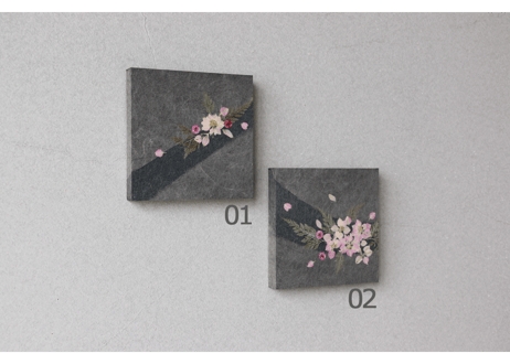 押し花和紙ミニアートパネル「ほのか－honoka」　Washi Mini Art Panel　150×150 全2種