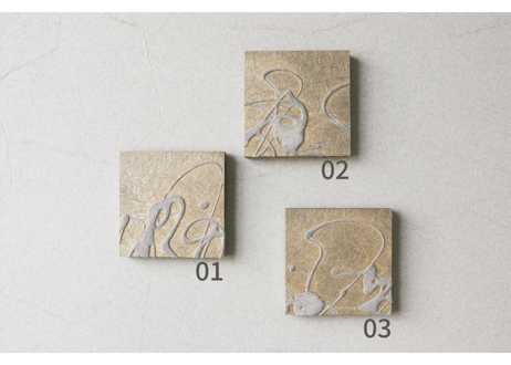 和紙ミニアートパネル「石景－sekkei」　Washi Mini Art Panel　150×150 全3種