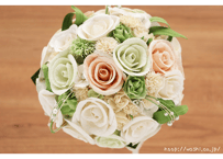 「受注生産」和紙ラウンドブーケ・白 （商品番号：bouquet-pro002w）