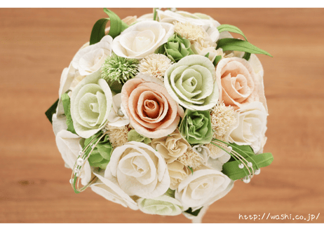 「受注生産」和紙ラウンドブーケ・白 （商品番号：bouquet-pro002w）