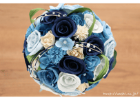「受注生産」和紙ラウンドブーケ・青（商品番号：bouquet-pro002b）