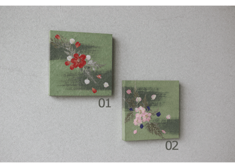 押し花和紙ミニアートパネル「のどか－nodoka」　Washi Mini Art Panel　150×150 全2種