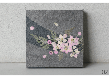 押し花和紙ミニアートパネル「ほのか－honoka」　Washi Mini Art Panel　150×150 全2種