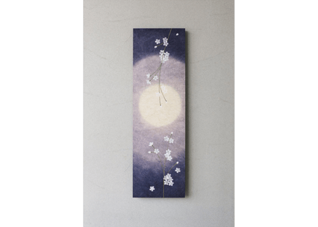 和紙アートパネル「夜桜－Yozakura」　Washi Wall Art Panel　910×280