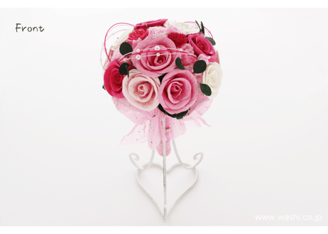 【即日発送可】和紙ラウンドブーケ・ピンク（商品番号：bouquet-002p）