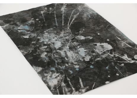 和紙アートポスター「蒼銀の凸凹」程よいA3サイズ（額縁無し）