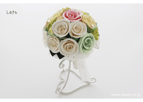 【即日発送可】和紙ラウンドブーケ・白  （商品番号：bouquet-002w）