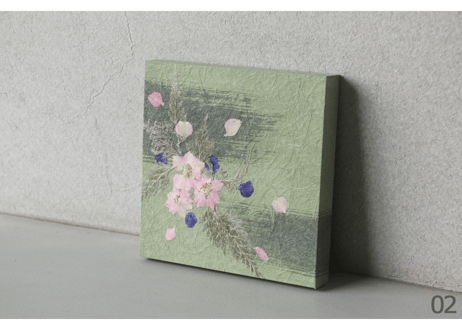 押し花和紙ミニアートパネル「のどか－nodoka」　Washi Mini Art Panel　150×150 全2種