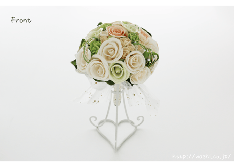 「受注生産」和紙ラウンドブーケ・白 （商品番号：bouquet-pro002w）