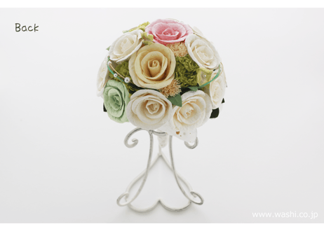 【即日発送可】和紙ラウンドブーケ・白  （商品番号：bouquet-002w）